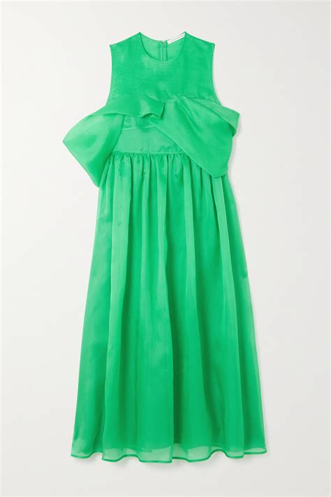 Buy Cecilie Bahnsen Sidney Gathered Silk Organza Midi Dress Green At