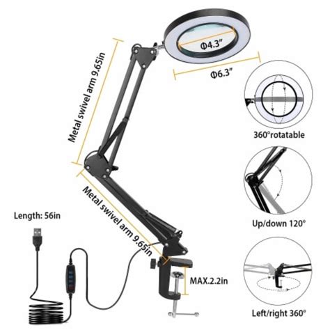 Led Magnifier Desk Lamp 8x Magnifying Glass With Light Swing Arm Desk Table Light Usb Readin 1