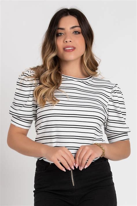 Blusa Mangas Bufante E Punho