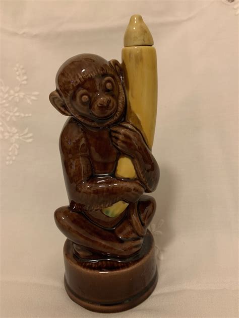 Rare Vintage Large Ceramic Monkey Holding A Banana Liqueur Bottle