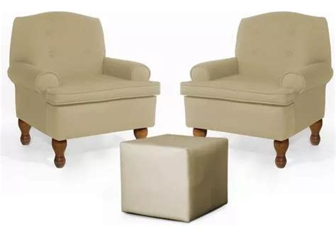 Kit Poltronas Da Vovó Lucy Puff Ana Suede Cores Cor Suede Nude MercadoLivre