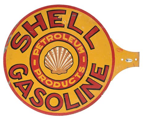 Rare Early Shell Gasoline Painted Tin Visible Pump Paddle Sign W