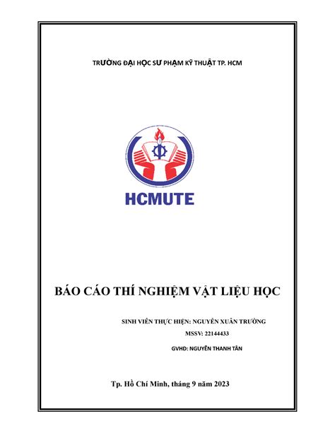 BÀI 1 mẫu TR ƯỜNG Đ ẠI H ỌC S Ư PH ẠM KỸỸ THU ẬT TP HCM BÁO CÁO