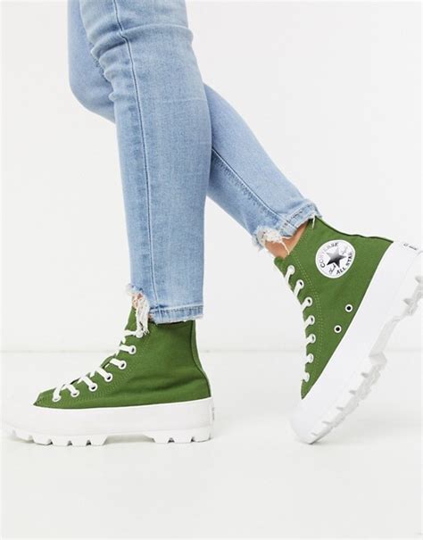 Converse Chuck Taylor Hi Chunky Sole Green Trainers Asos Green Trainers Converse Trending