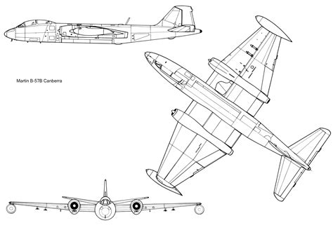 Martin B-57 Canberra Blueprint - Download free blueprint for 3D modeling