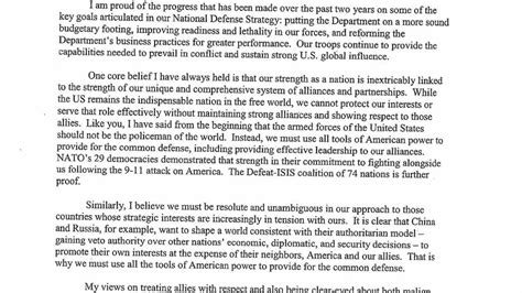 Read For Yourself Mattis Resignation Letter National Politics