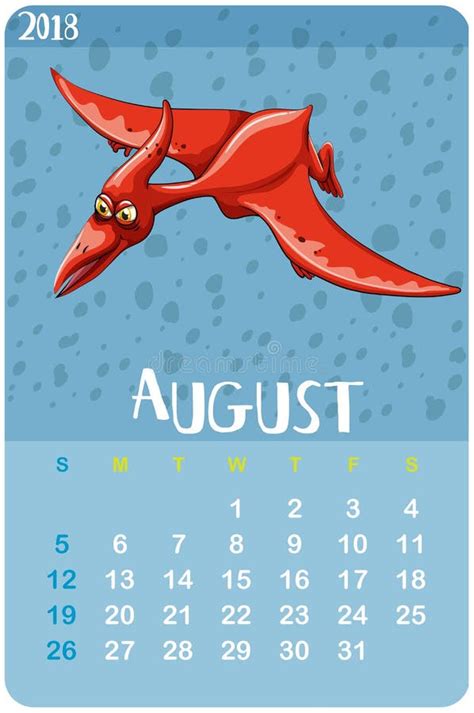 Plantilla Del Calendario Para Agosto Ilustraci N Del Vector