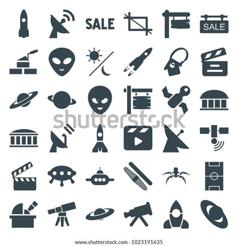 Space Icons Set Editable Filled Stock Vector Royalty Free