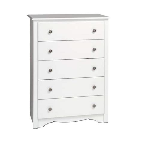 Prepac Monterey 5 Drawer White Chest Of Drawers Wdc 3345 K The Home Depot