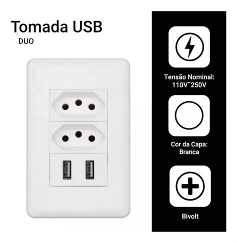 Tomada Fonte Mais Entradas Usb De Parede Universal Bivolt B Ds Loja