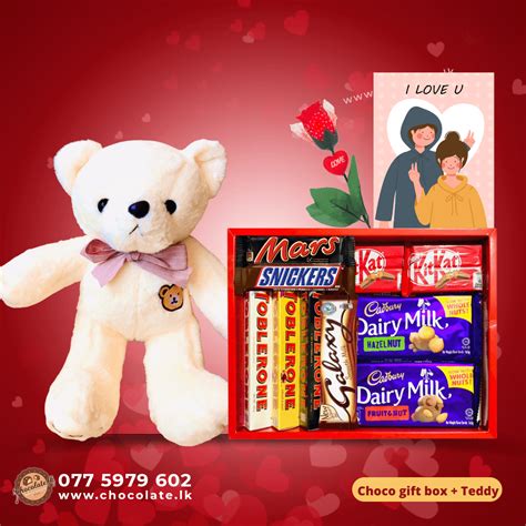 Chocolate Gift Box + Teddy bear 1 - Chocolate.lk