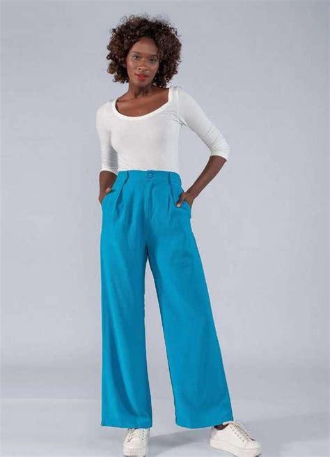 Calca Pantalona Viscose Elastico No C S Azul Lamis