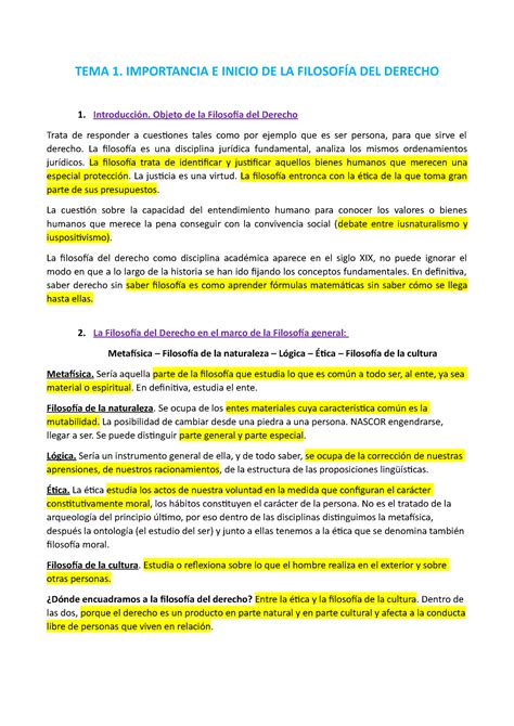 Tema Importancia E Inicio De La Filosof A Del Derecho Tema