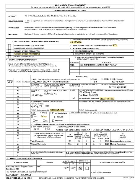 Fillable Online Fillable Online Usarec Army For Use Of This Form See