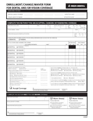 Fillable Online Dental And Vision Enrollment Change Waiver Form Delta