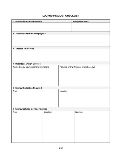 Sample lockout/tagout procedure form in Word and Pdf formats - page 12 ...