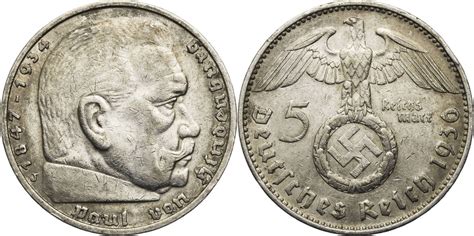 Drittes Reich Reichsmark J Paul Von Hindenburg Kursm Nze