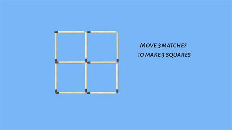 Move 3 Matches to Make 3 Squares Matchstick Puzzle | SureSolv