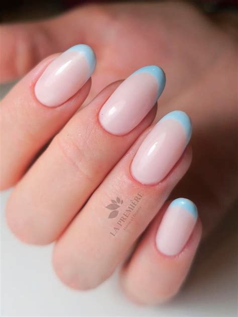 Light Blue Nails With French Tips