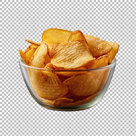 Premium Psd Potato Chips In A Bowl Isolated On Transparent Background