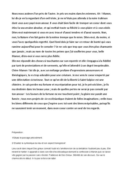 Explication linéaire Manon Lescaut saint sulpice Nous nous assîmes l