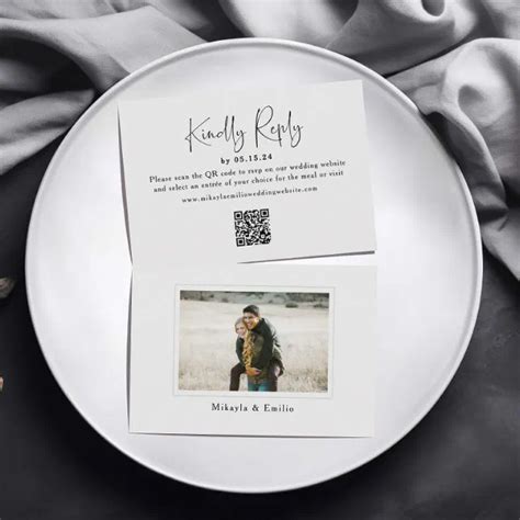 QR Code Photo Wedding RSVP Card Zazzle