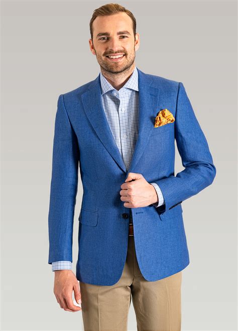 Deep Blue Plain Linen Jacket Roderick Charles