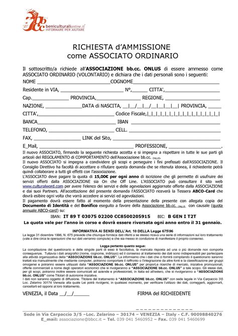 Calam O Modulo Ammissione Associato Ordinario