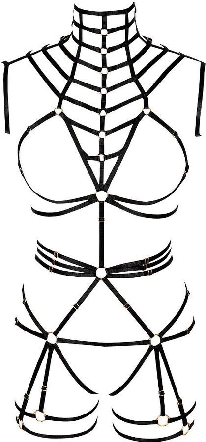 Banssgoth Womens Full Body Harness Bra Chest Strap Lingerie Cage Set Leg Garter Punk Gothic