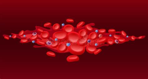 Red Blood Cells with Viral Infection Bacteria 3d Vector Cartoon Illustration. Microbe Virus and ...