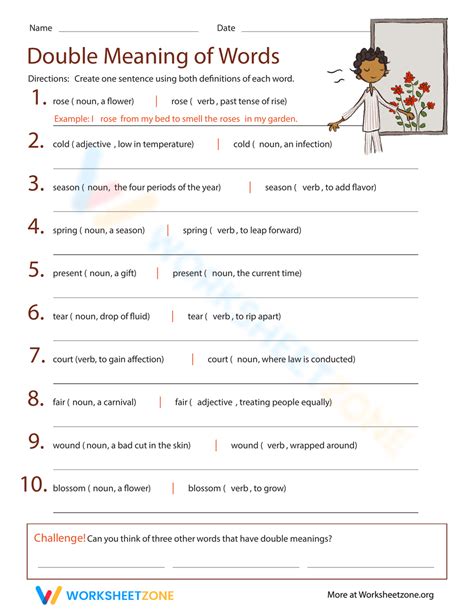 Double Meaning Words Worksheet