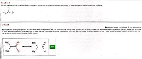 Solved Question For The Given Anion Draw All Significant Chegg