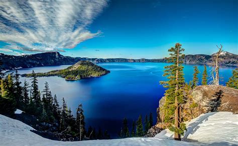 Crater Lake National Park Le Grand Bleu Dans Un Volcan Endormi