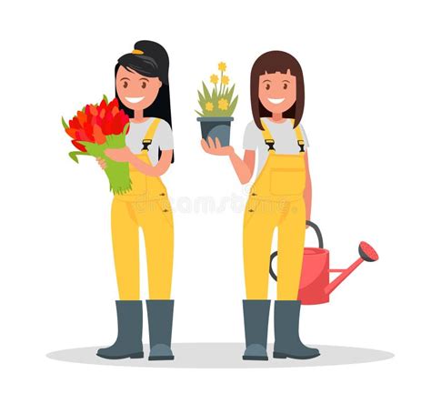 Young Women Holding Watering Pot Stock Illustrations 5 Young Women