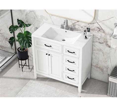 Winston Porter 35 98 Single Bathroom Vanity With Porcelain Top Wayfair