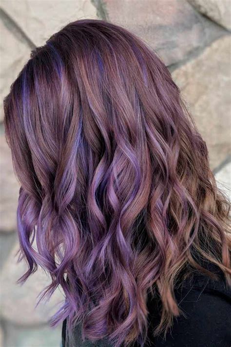 Blonde And Purple Highlights On Brown Hair