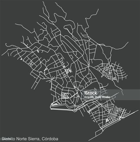 Ilustración De Mapa De Calles Oscuro Negativo Del Distrito Nortesierra De Córdoba España Y Más