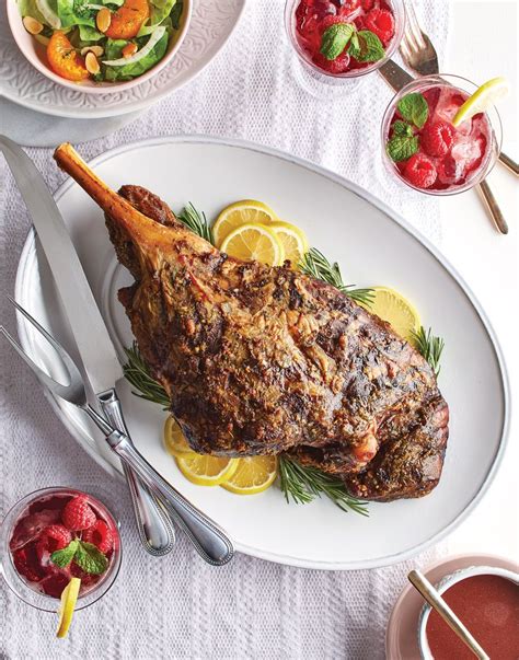 Rosemary Garlic Roasted Leg Of Lamb With Shrewsbury Sauce Lamb