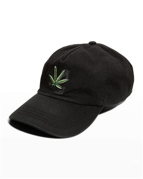 Off White C O Virgil Abloh Weed Arrows Logo Baseball Cap In Black For