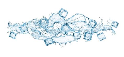 Frozen Ice Cubes Water Wave Splashes And Drops Vector Art At