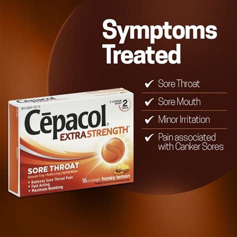 Cepacol Extra Strength Sore Throat Relief Lozenges Honey Lemon Flavor