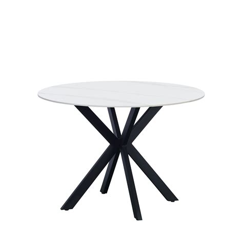 Ronde eettafel Guus Ø110 cm marmerlook wit Vince Design meubilair