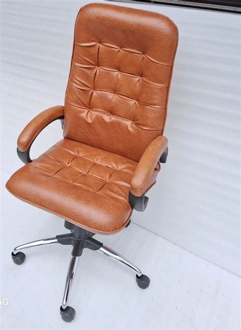 High Back 2 Feet Leather Revolving Office Chair Brown At Rs 6350 In