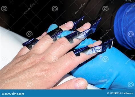 Manicure Preparation For Gel Nail Extension Stock Image Image Of