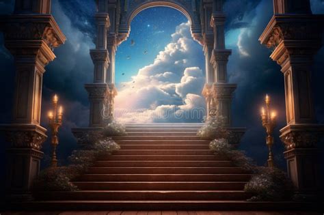 Stairway To Heaven Last Journey To Afterlife Religious Concept Bible Angels Death Stock