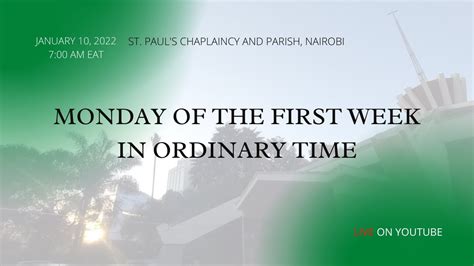 Live Daily Mass Monday Of The First Week In Ordinary Time January