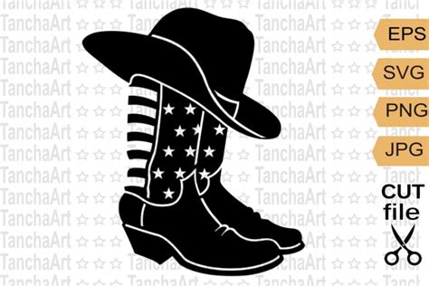 Cowboy Boots Svg Cowboy Hat Cut File Usa Flag Decor Cricut