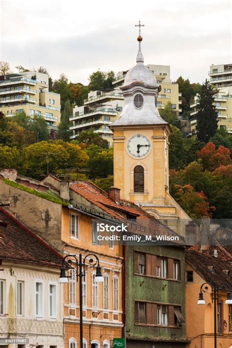 Europe Romania Brasov Steepled Buildings 16th 17th C Architecture ...