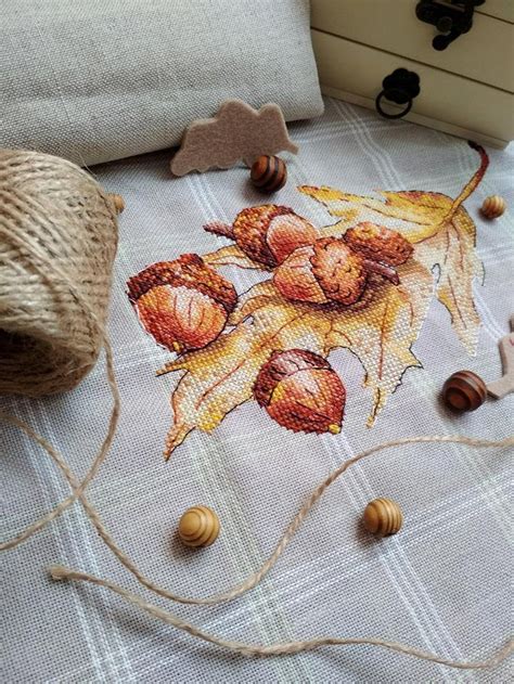 Cross Stitch Pattern Acorns Dmc Cross Stitch Chart Etsy