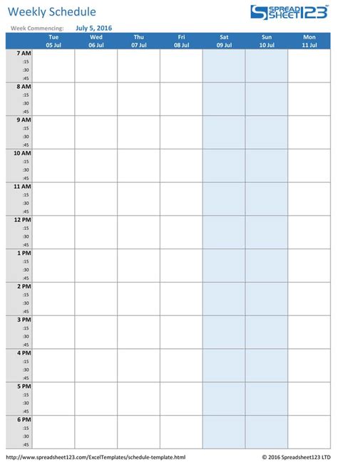 Printable Weekly And Biweekly Schedule Templates For Excel Calendar